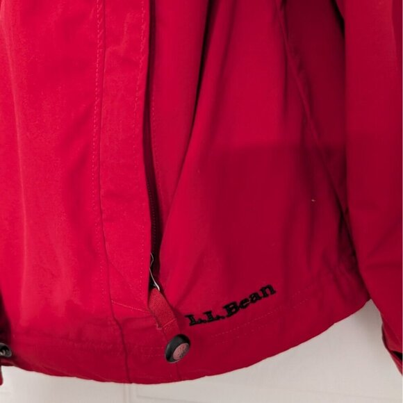 LL Bean Windbreaker Hooded Jacket Womens Size Medium Red Nylon Full Zip Outdoor - Picture 5 of 12